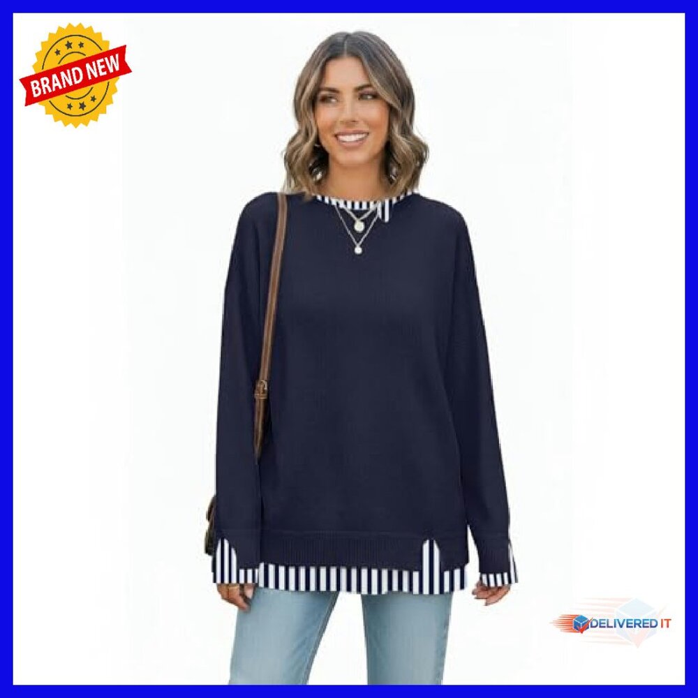 Oversized Patchwork Knit Sweater, Viscose Blend, … - image 5